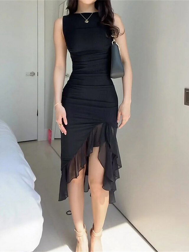 Women's Midi Dress Black Dress Graduation Dress Party Dress