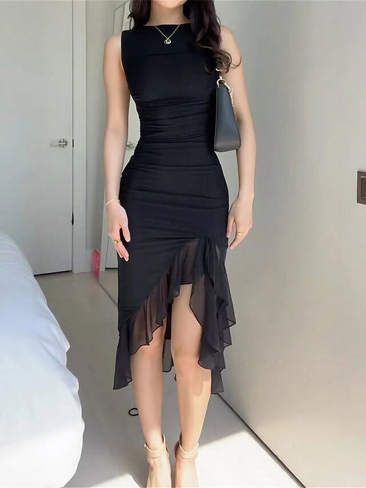 Women's Midi Dress Black Dress Graduation Dress Party Dress