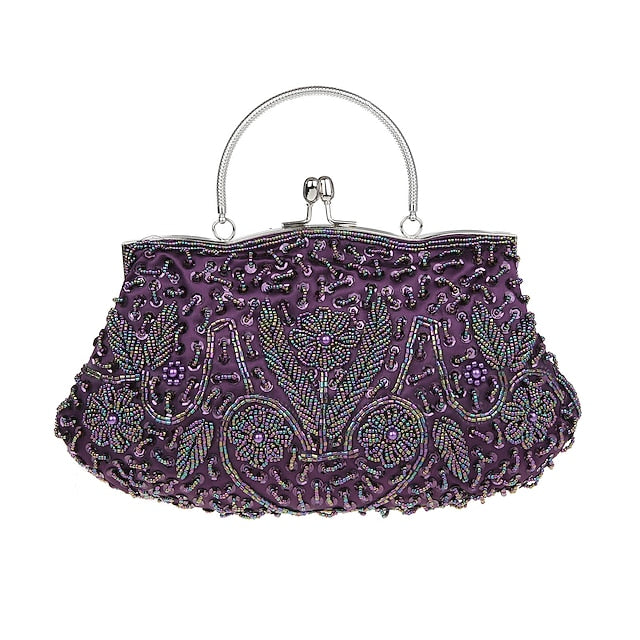 White Beaded Evening Purse Vintage – Clutch Women's