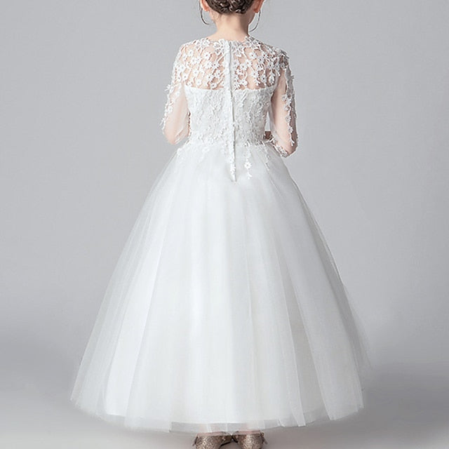 Dress Girl Kids Color Girls' Flower Solid Party