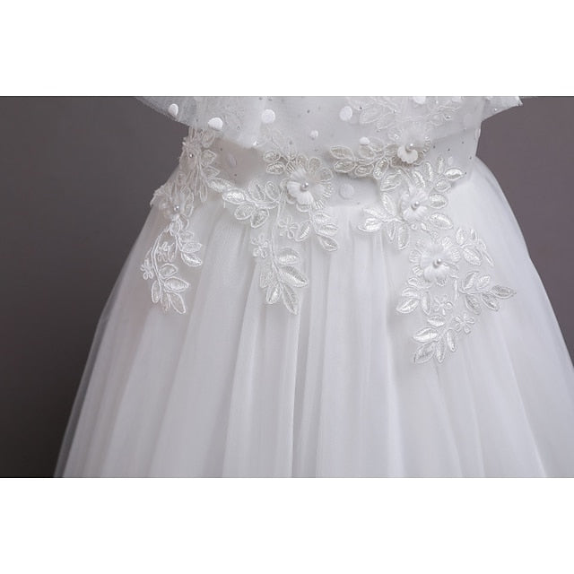 Girl Solid Flower Party Girls' Dress Color Kids