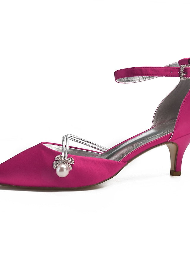 Heels Dark with Pearl and Blue Kitten Satin Women's