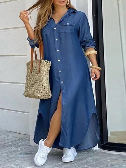 Women's Plus Size Curve Denim Dress Casual Dress Shift
