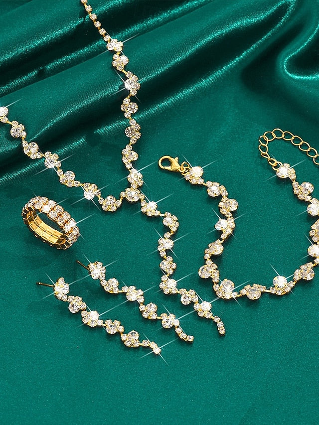 Set Necklace Jewelry Elegant Rhinestone Gold –