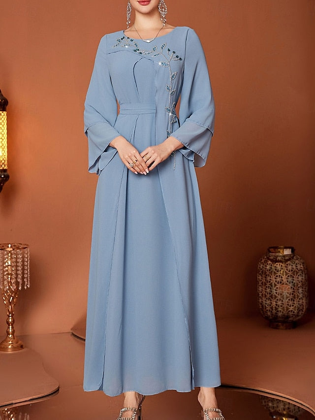 Bride the Length of Floor Neck V A-Line Dress Mother Elegant