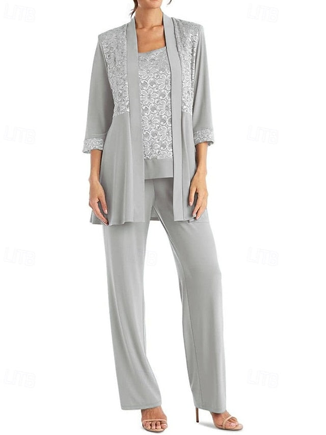 the Piece Dress of 3 Bride Pantsuit Mother Elegant