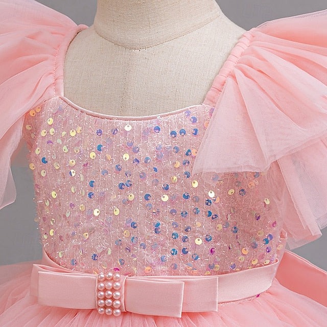 Dress Wedding Party Sequin Special Sleeveless Kids Girls'