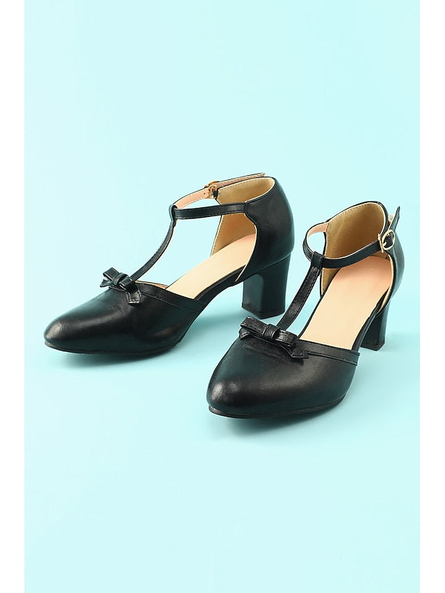 1950s 20s T-strap Vintage Chunky Heels Roaring Shoes Retro heels