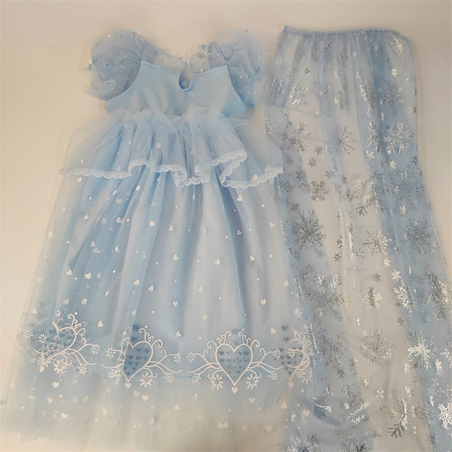 Cosplay Frozen Princess Cloak Dress Girl Elsa Flower