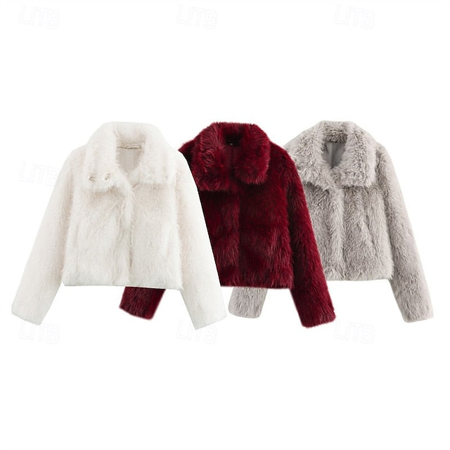 Coat Comfortable Women's Warm Faux Furs Fur Buttons