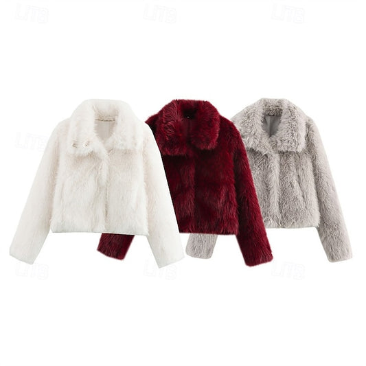 Coat Comfortable Women's Warm Faux Furs Fur Buttons