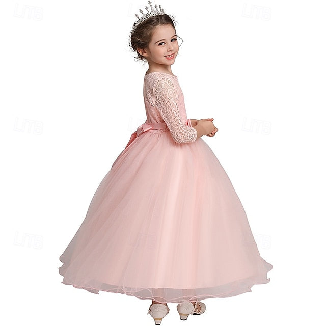 Dress Half Girl Kids Wedding Girls' Flower Sleeve