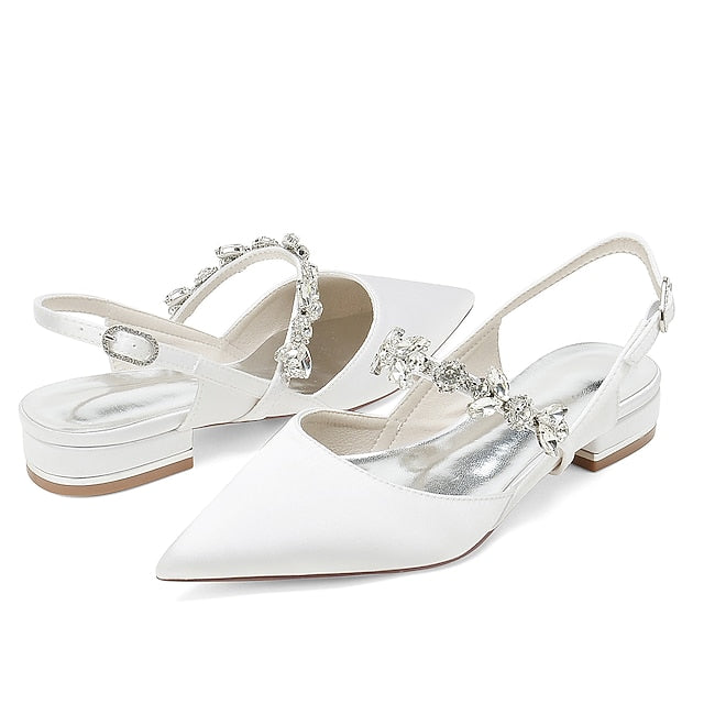 Bridal Flat Shoes Women's Heel Wedding Crystal