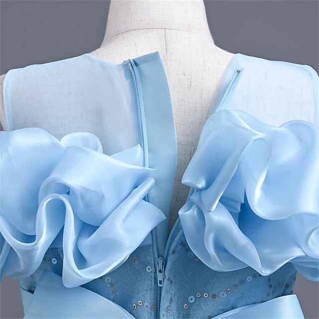 Girls' Color Dress Girl Solid Party Flower 3D