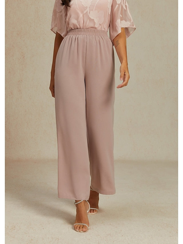 Women's Wide Leg Chinos Baggy Pants Basic Full Length High