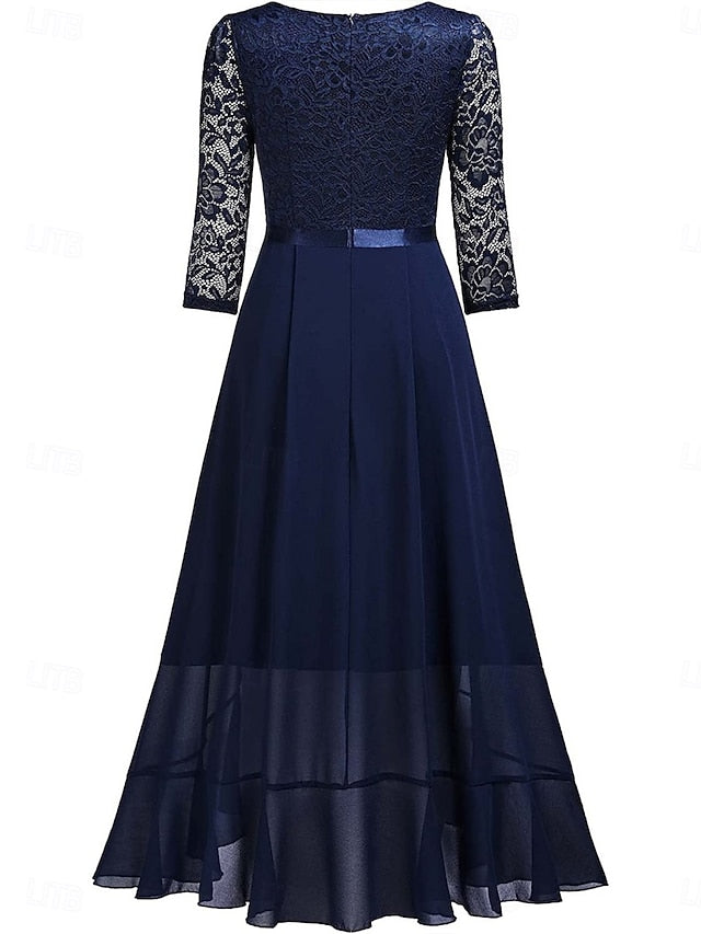 Women's Blue Black Summer Spring Fall Maxi Dress A Line