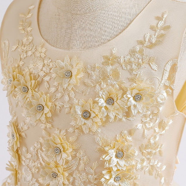 Colored Kids Wedding Girls' Party Dress Sleeveless Solid