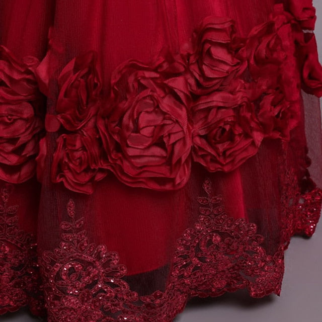 Little A Floral Party Kids Girls' Line Dress Plain