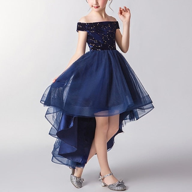 Dress Girls' Color Party Sleeveless Kids Solid Performance