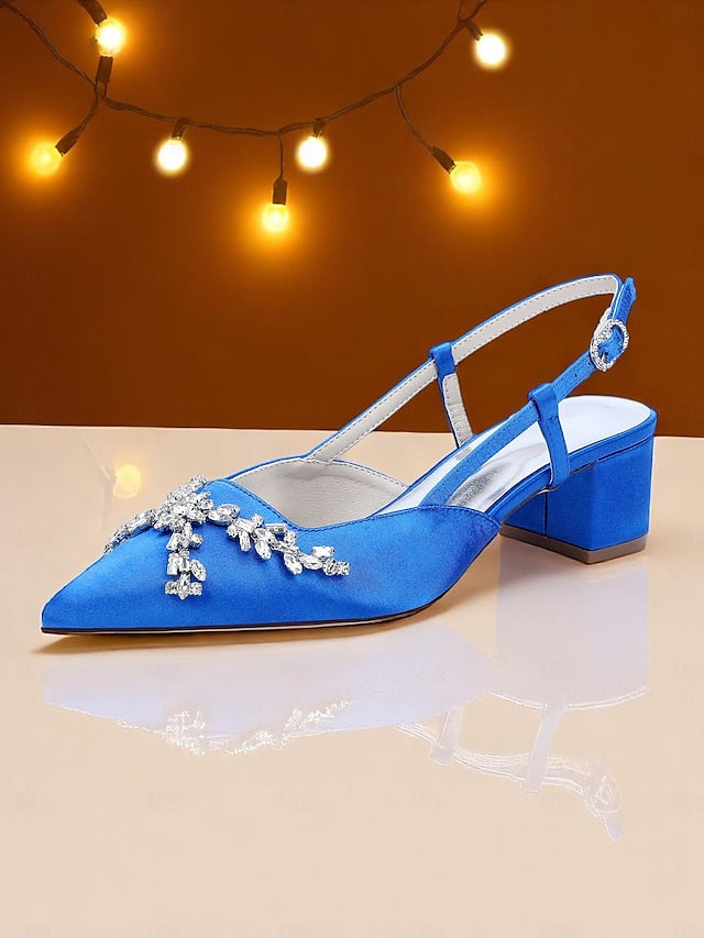 Slingback Black Women's Heels Satin