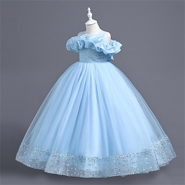 Girls' Color Dress Girl Solid Party Flower 3D