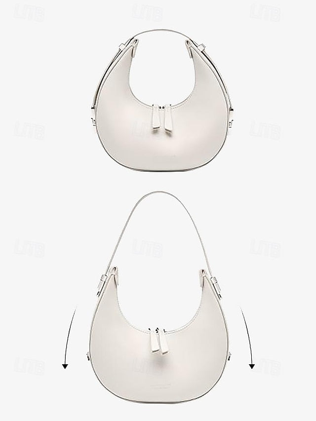 with Elegant Hardware Crescent Hobo Bag Ivory Sleek - Silver