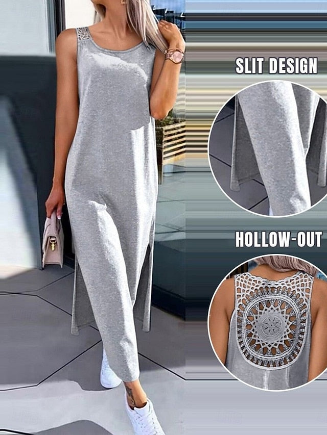 Women's Maxi Dress A Line Dress Solid Color Tank Dress