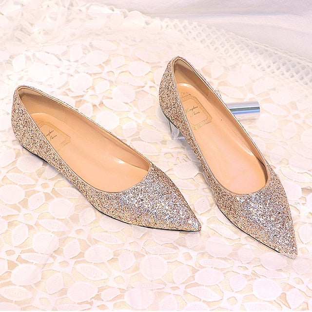 – Comfortable Shoes Flat Glitter Pointed Women's Pink Toe