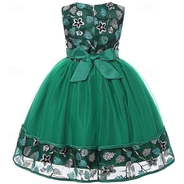 Girl Flower Dress Party Girls' Sleeveless 3D