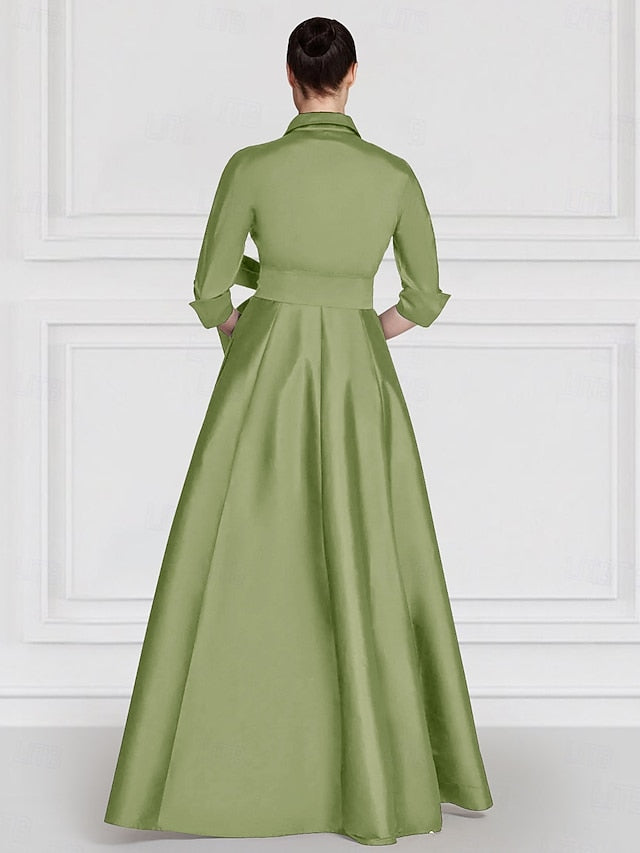 Gown Satin of A-Line Bride Embroidered Evening Mother Floral the