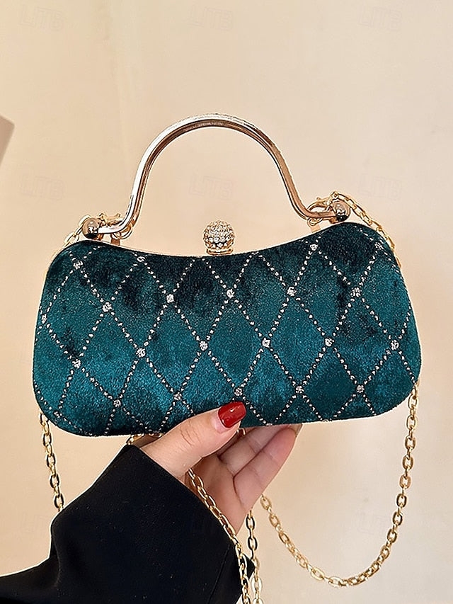 Women's Quilted - Purse with Velvet Diamond Evening Accents