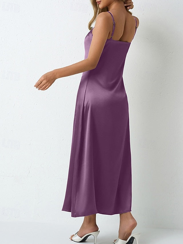 Women's Midi Dress Satin Dress Party Dress Cocktail Dress