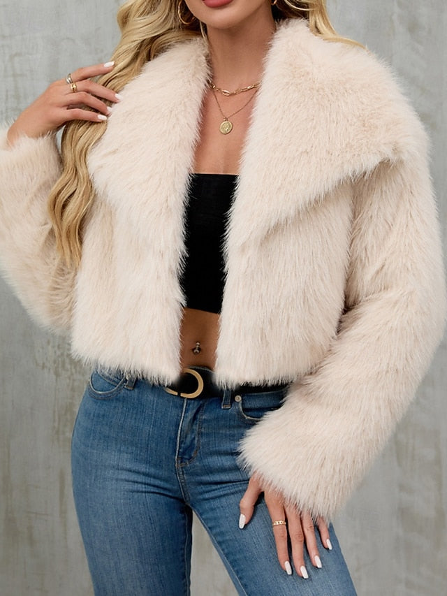 Furs Coat Women's Comfortable Faux Leathers Fur Warm