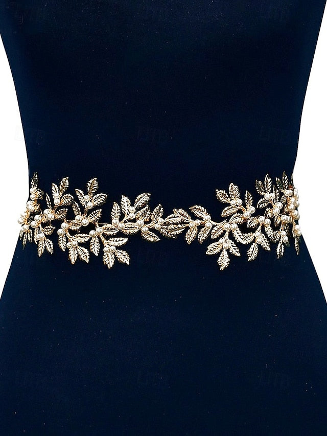 Accents Belt Leaf – Gold Pearl with Elegant Bridal