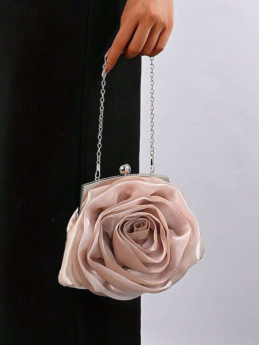 Satin Women's Purse Elegant Clutch Rose – Flower Evening