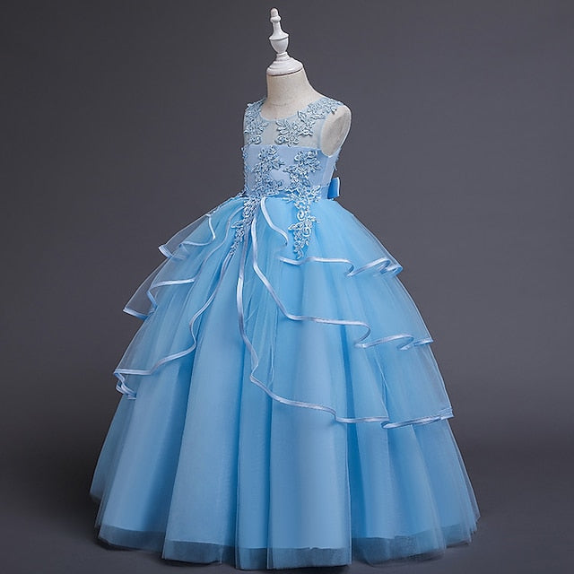 Solid Dress Girls' Color Party Sleeveless Kids