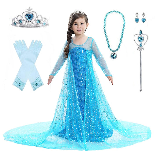 Girls' Dress Elsa Movie Girl Princess Flower Frozen