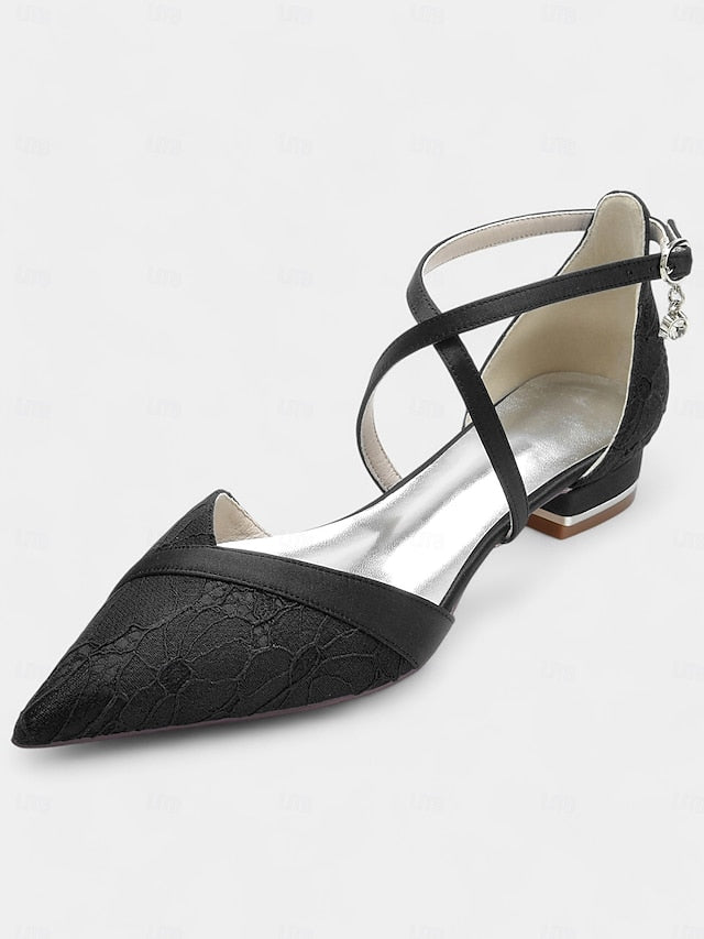 Satin Overlay Shoes Heel Cross-Strap for Blue Lace Low with Navy