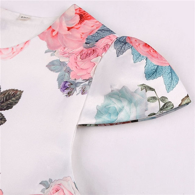 Kids Girls' Short Party Sleeve Dress Floral Flower
