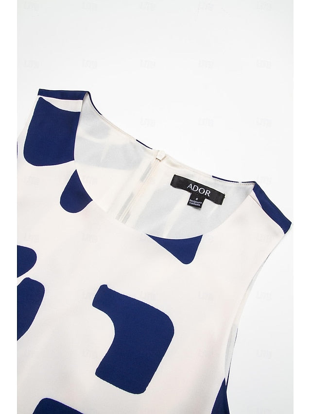 Women's Casual Dress Loose Dress Black White Sleeveless