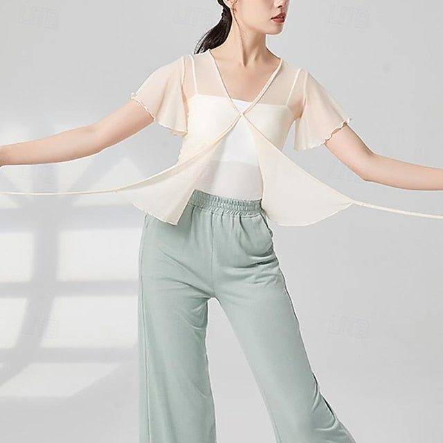 Activewear Top Cinch Cord Pure Color Splicing Women's