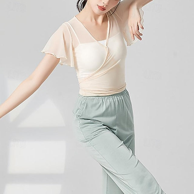 Activewear Top Cinch Cord Pure Color Splicing Women's