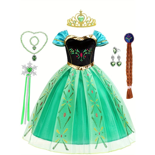 Girl Dress Theme Princess Frozen Flower Party Anna Fairytale