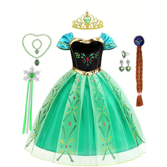 Girl Dress Theme Princess Frozen Flower Party Anna Fairytale