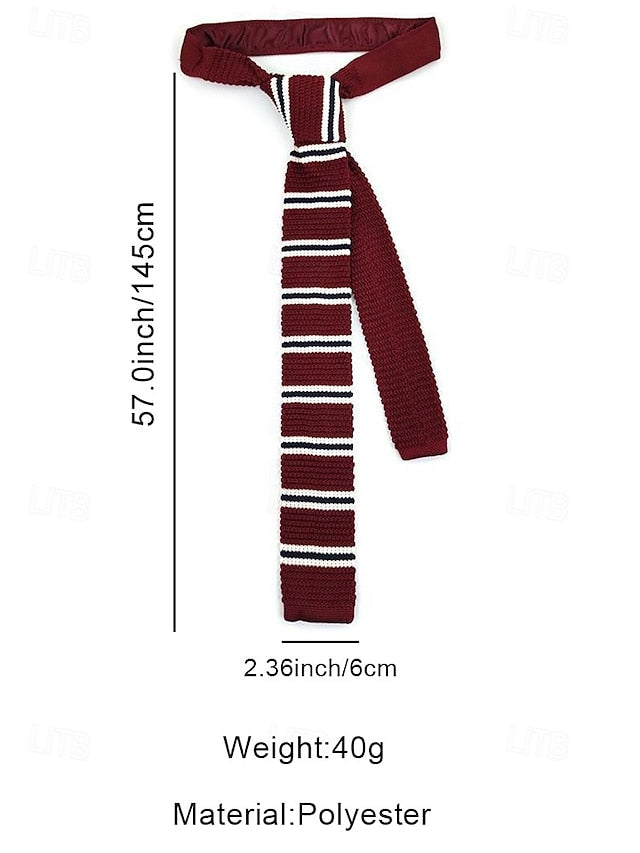 Stripe Men's Christmas Tie Woven Stylish - Knit Neck