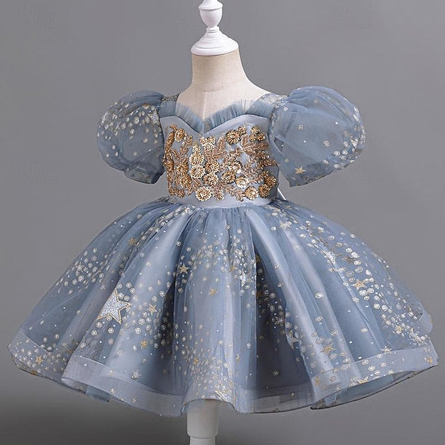 Dress Party Floral Girls' Girl Flower Sequin Kids