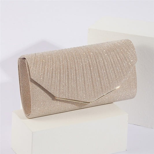 Gold Clutch Glitter Elegant with Bag Evening Women's Metal