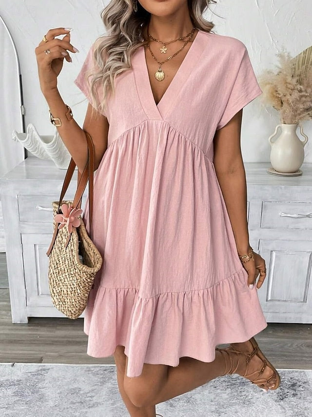 Women's Mini Dress A Line Dress Summer Dress Solid Color