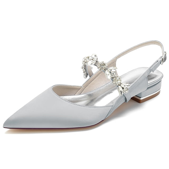 Bridal Flat Shoes Women's Heel Wedding Crystal