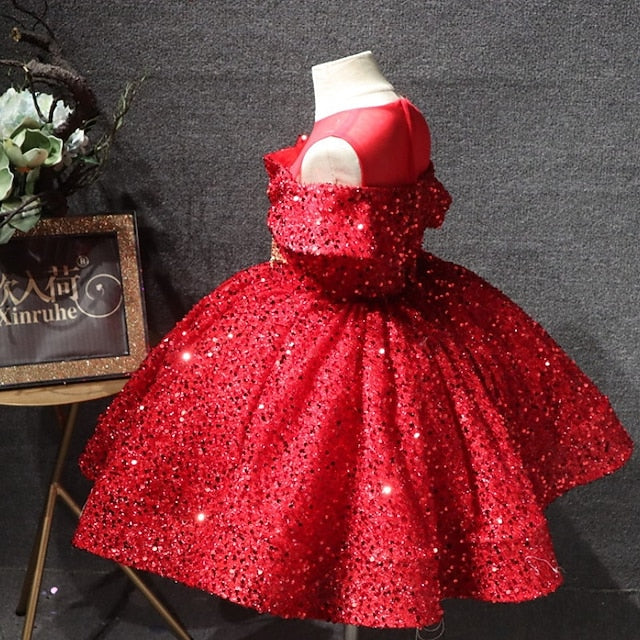 Girls' Solid Dress Sleeve Short Color Kids Party